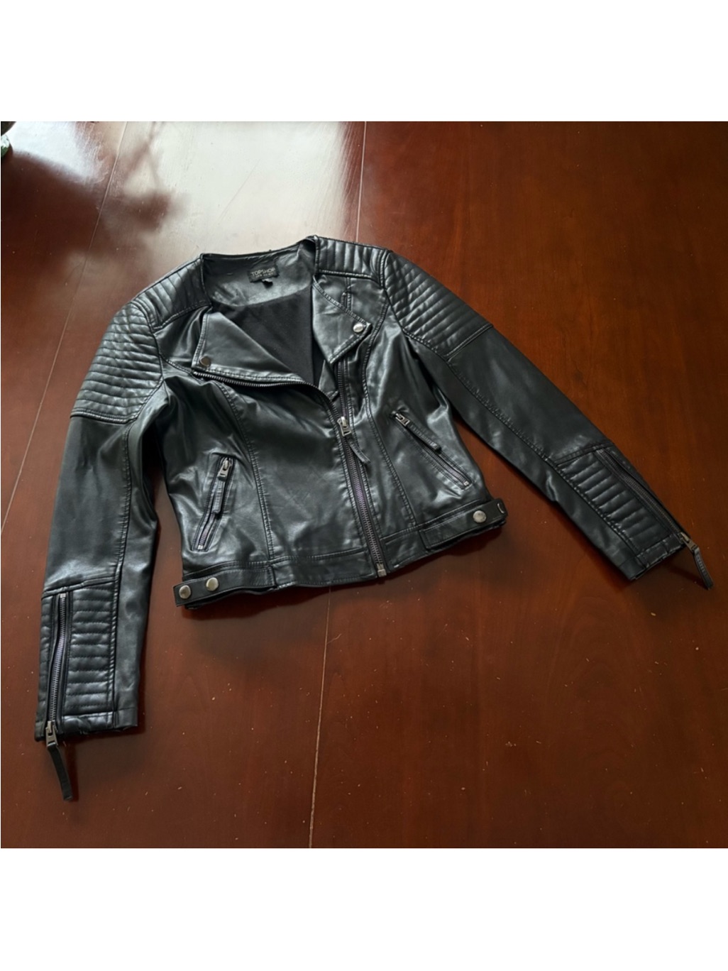Topsop Faux Leather Moto Biker Jacket Size 6 (Small)